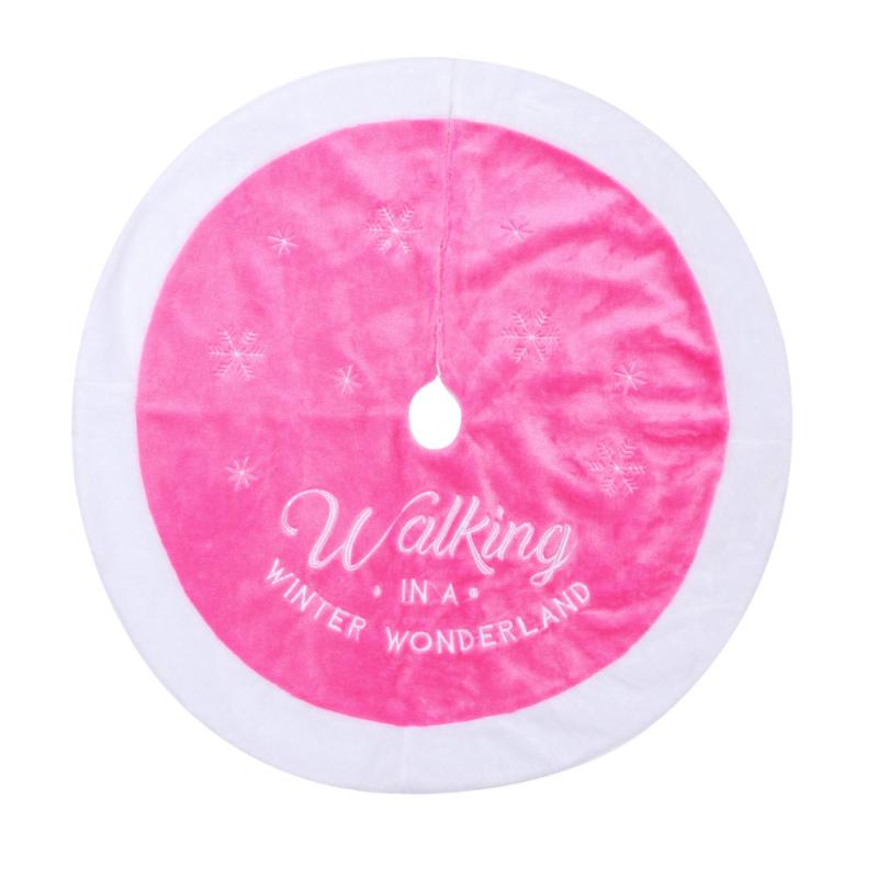 

90cm Christmas Tree Plush Skirt Round Shape Letter Printing Christmas Tree Base Decoration Apron Wrap Decorative