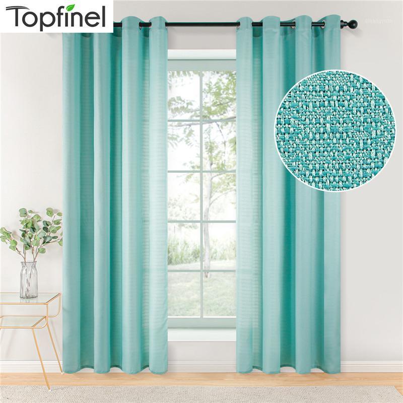 

Topfinel Linen Textured Curtains for Living Room Modern Solid Voile Curtain for Bedroom Home Decor Curtain Drapes Blinds Panel1, Teal