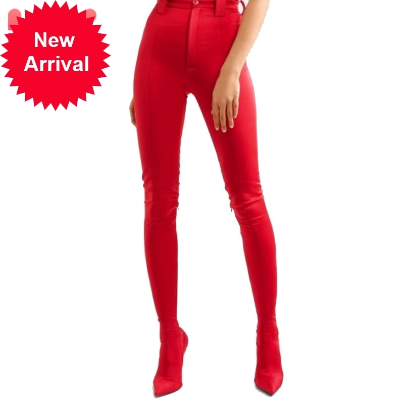 

Top quality size 34-48 ladies stretch women's trousers thin elasticity on knee two in combo boots, Ivory.