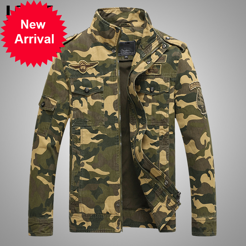 

Military male army jacket, camouflaged tactical casual fashon bomber., Ln8932 check size g
