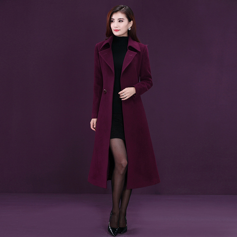 

2020 Women's Coats New Elegant High-end Wool Design Winter Long Female Thin Coat Plus Size 4xl Mujer Hj352 Copj, Violet