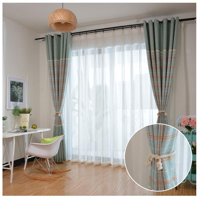 

Modern Simple Flax Splices Chenille To Shade The Light Curtains for Living Dining Room Bedroom, Tulle