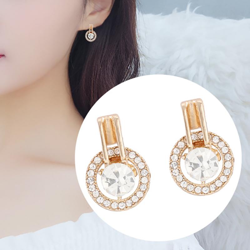 

Crystal Fashion Jewelry Women Round Stud Earrings Personality Simple Circle Earrings Womens Accessories Earings