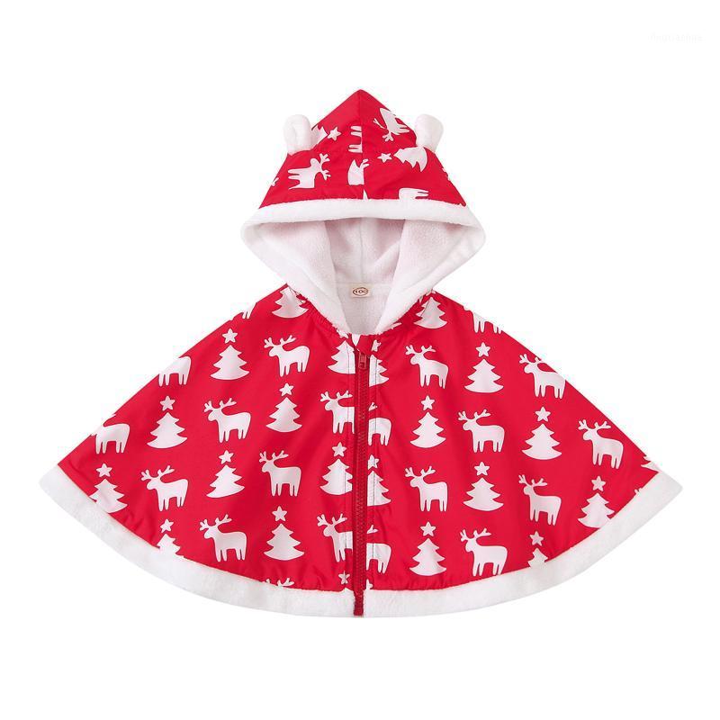 

2-6T Todder Baby Girls Cloak Children's Cape Kid's Christmas Tree Reindeer Plush Clothes for Infant Zipper Thermal Cute Tops1, As pic