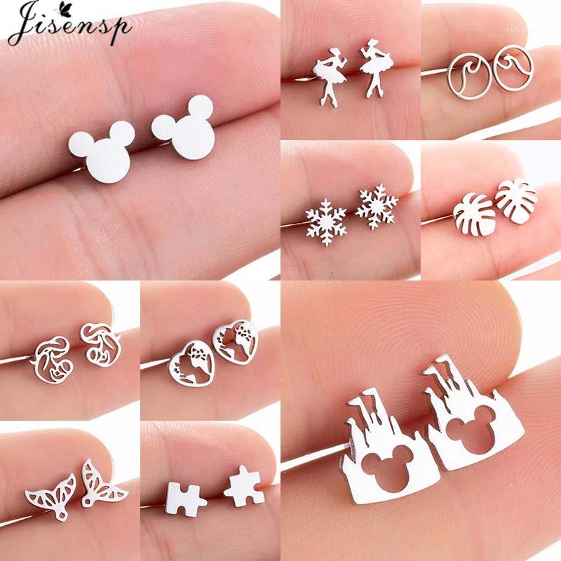 

Jisensp Cartoon Castle Stainless Steel Earrings Lovely Animal Mouse Earrings Fashion Jewelry for Women Kids Best Gift1, Golden;silver