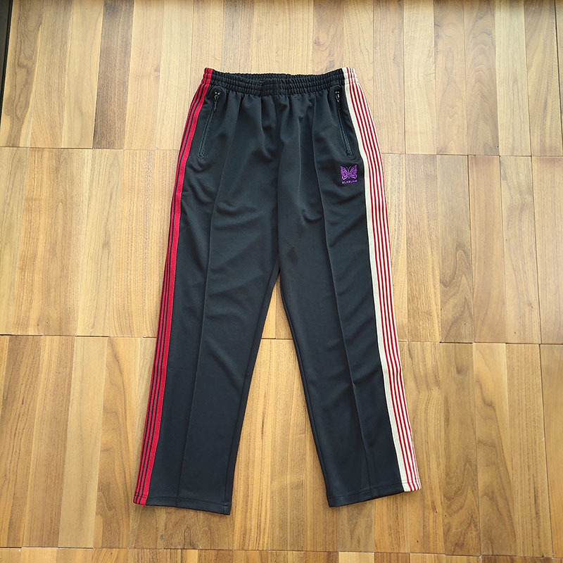 

2021 New Men Woman Joggers Awge Track Pants Butterfly Embroidery Needles Striped Sweatpants Purple Rocky Trousers L5mx