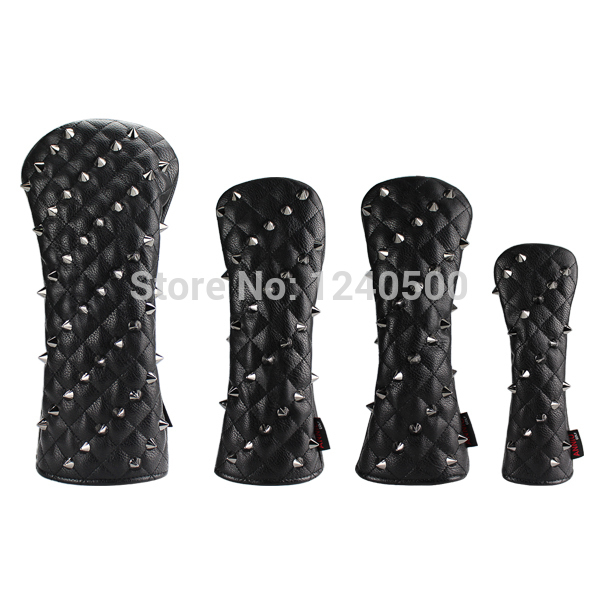 

Golf Headcovers Rivets PU Leather Golf Head Covers For Driver Fairway #3 #5 Hybrids Rescue Woods Clubs For Men Women 201028