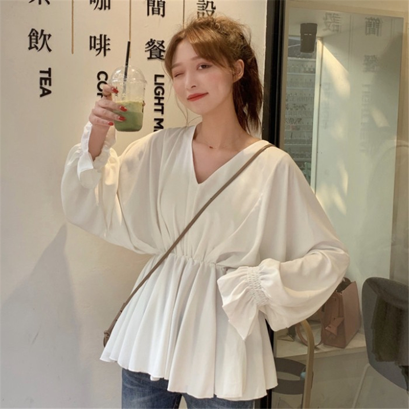 

2021 New Enlargement Women's Blouses From Glove Eltic Neck in the Elegant Belt Office Ladies Shirt Loose Women Clothing Yt5041 3YJX, Red