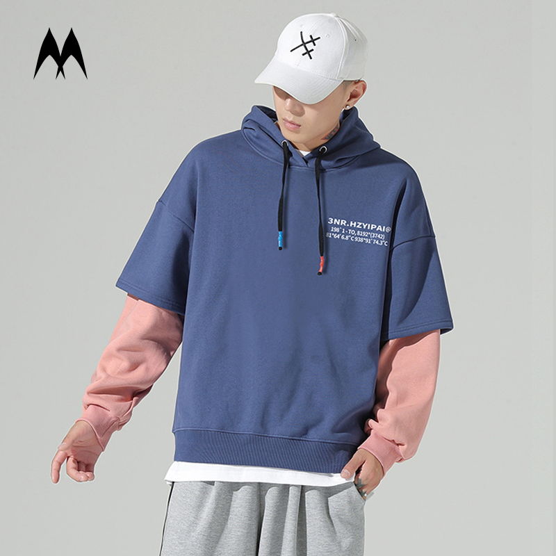 

Print Patchwork Hooded Sweatshirt Men 2020 Brand New Oversized Streetwear Hip Hop Hoodie Men' Hoodies Sweatshirts, Wa7410blue