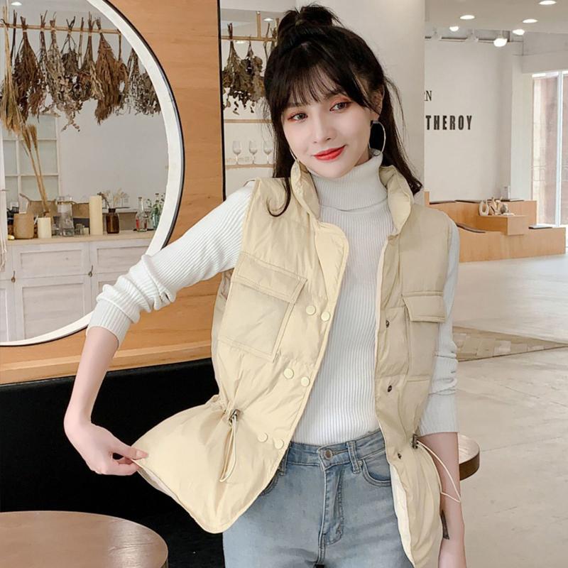 

Fitaylor New Windproof Lightweight Warm Waistcoat Ultra Light Down Jacket Women Loose Short Vest White Duck Down Coat Sleeveless, Black