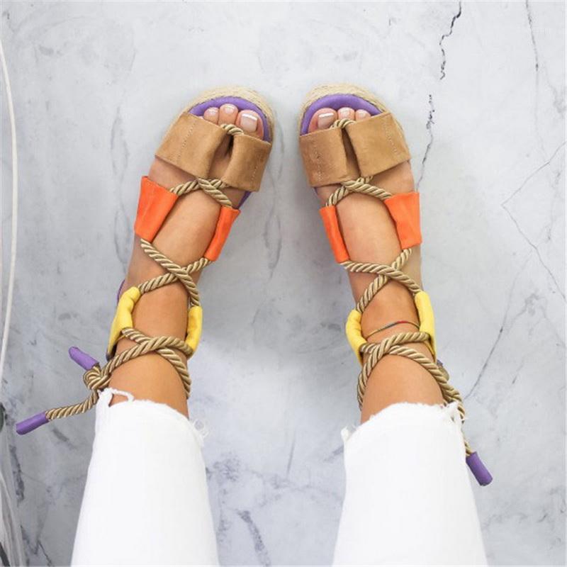 

2020 New Summer Women Color Open Toe Sandals Fish Mouth Platform Weaving Sandals Ladies Toe Strap Lace Up Shoes1, Blue