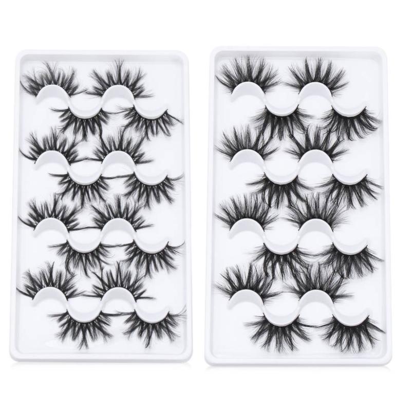 

8Pairs 8D Mink False Eyelashes 25mm Handmade Multilayered Dramatic Long Wispies Fluffy Eyelashes Eye Makeup Tools