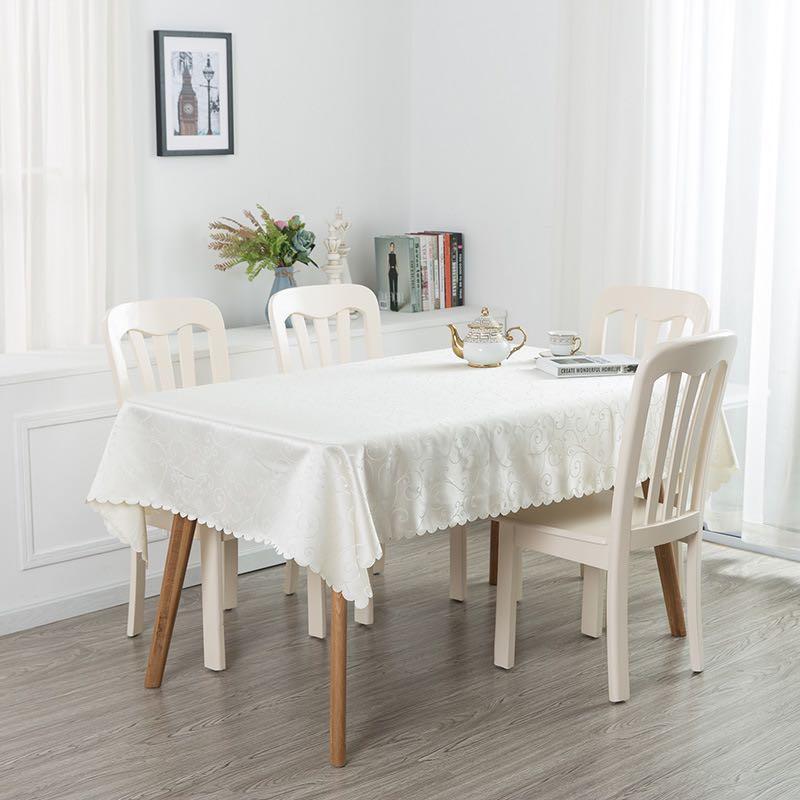 

Cheap polyester white round jacquard wedding table cloth