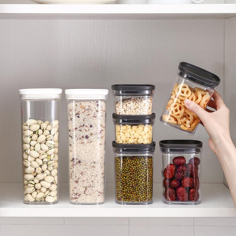 

Circle Transparent Sealing Freshness Box Kitchen Grains Cereals Storage Jar Can Be Superimposed Dried Fruit Storage Tank