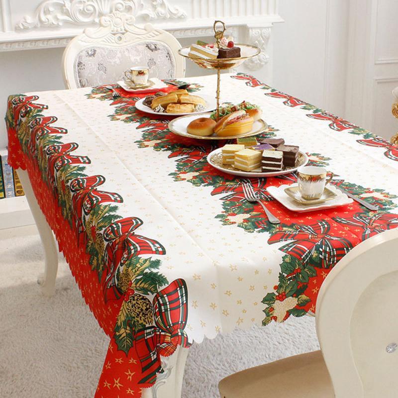 

150x180cm Rectangle Cartoon Patterns Christmas Tablecloth Cover Scalloped Edge Party Christmas Textile