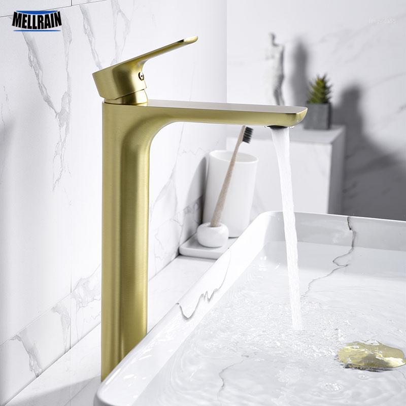 

Mat Black Tall Style Basin Water Mixer Tap Deck Mount Brass Luxury Brush Gold Bathroom Faucet Luxurious Basin Tap1