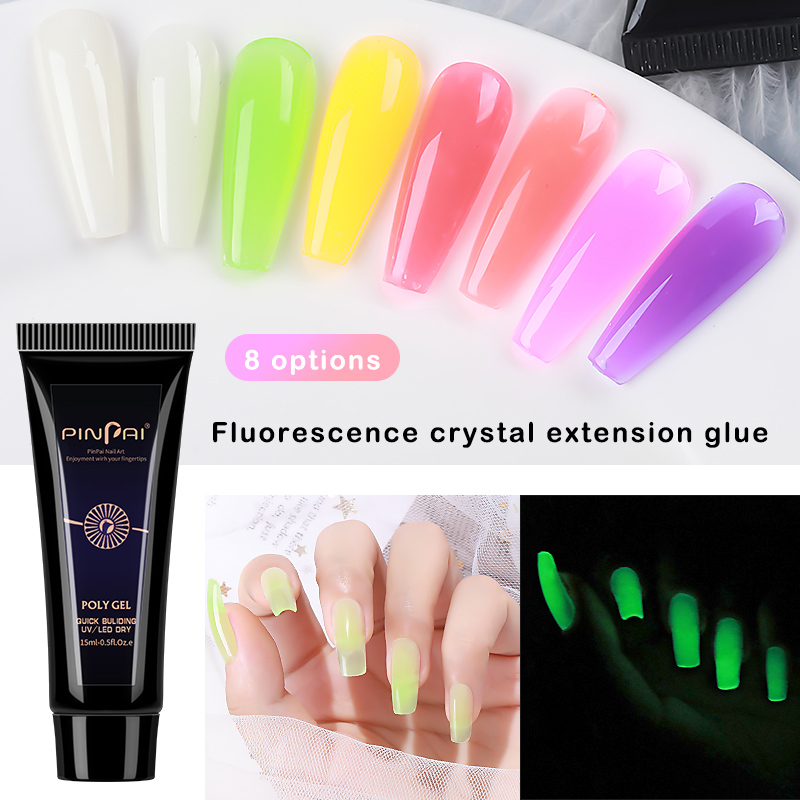 

15ml Party Club Luminous Nail Poly UV LED Gel Builder Poly Acrylic Gel for Fluorescent Nail Art Tip Extension Vernish Polish Gel G381
