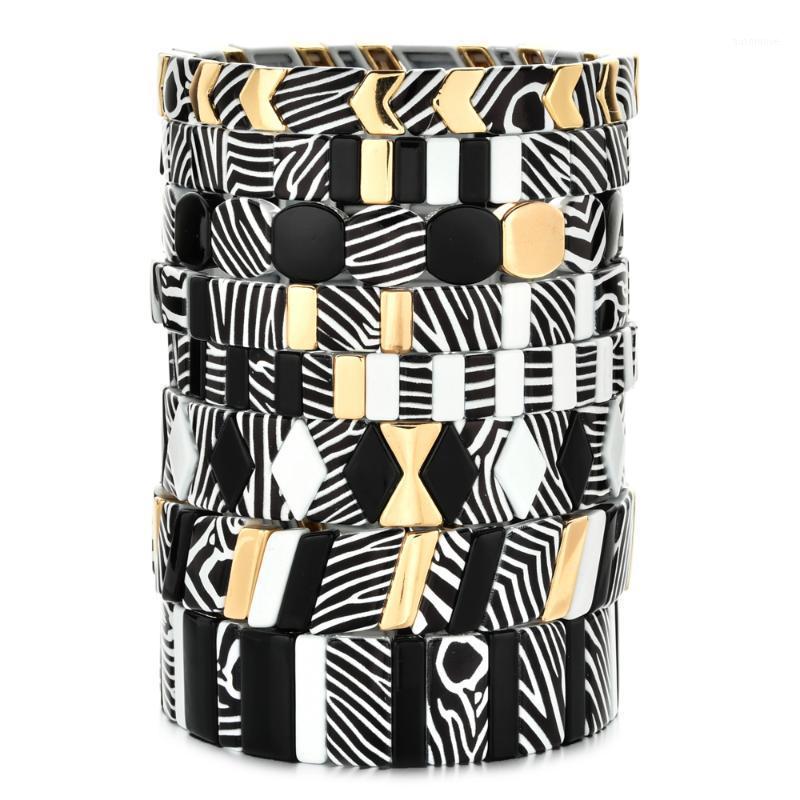 

New Boho Black Texture Enamel Tile Bracelet Bangle Men Jewellery Trendy Bracelets For Women Handmade Femme Jewelry Wholesale1