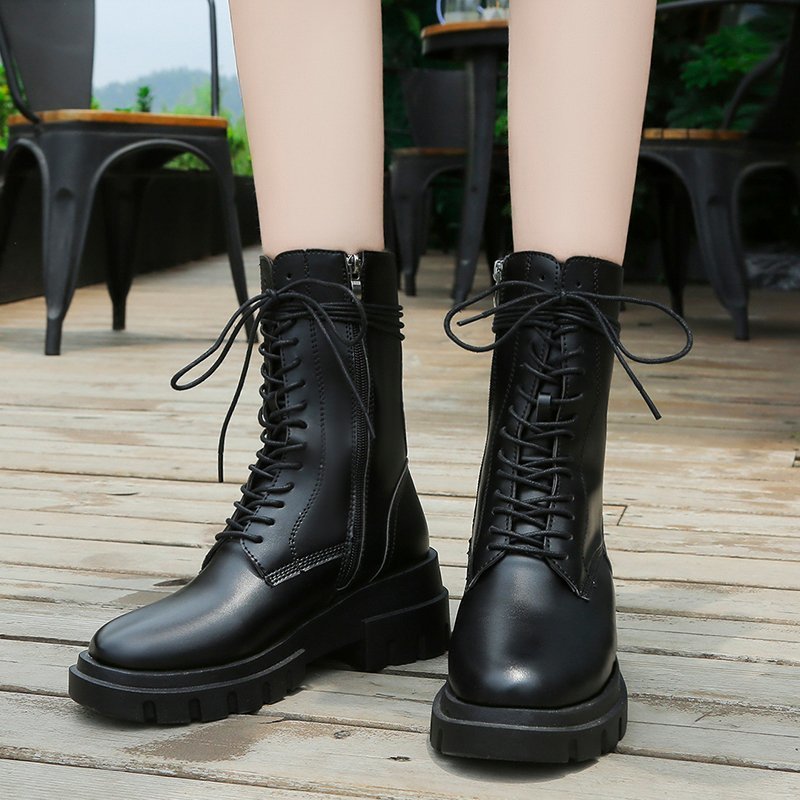 

Top Cunhas Ankle of Women's Fashion 2020 Winter Rents Even Platform Black White Woman From Motorcycle Boots Mujer, 12400；beige-12400；