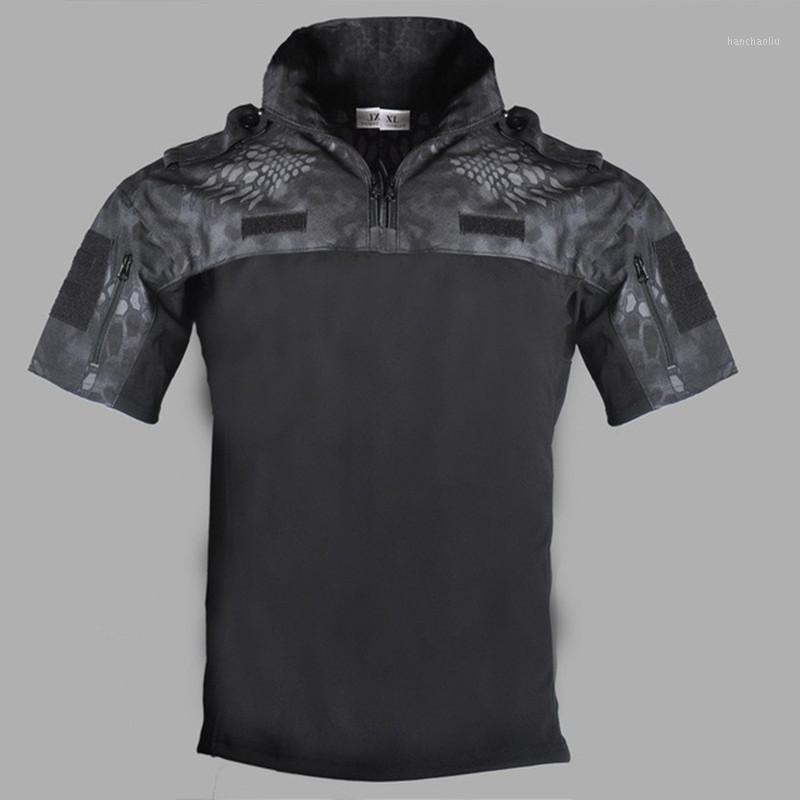 

Summer Combat T-shirts Men Camouflage Breathable Special forces training Tactical T-shirt Outdoor sports Hiking T shirt1, Black