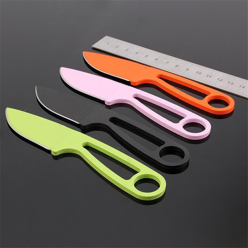 

New Small Neck Knife Fixed blade Fruit Knife Color Coated Blade Outdoor Camping Hunting knives 4 styles WQ606