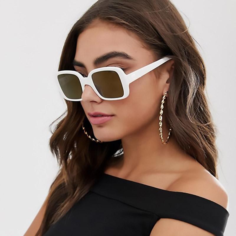 

Sunglasses Flat Rectangular Lens White Reflective Gold Cute Chic Eyewear Retro Small Square Sunglass Female Lunettes De Soleil