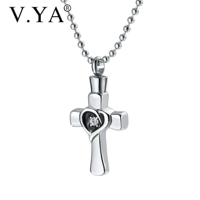 

V.YA Fashion DIY name necklace Lovers couple pendant Titanium steel necklace crystal water bottle cross jewelry commemorate