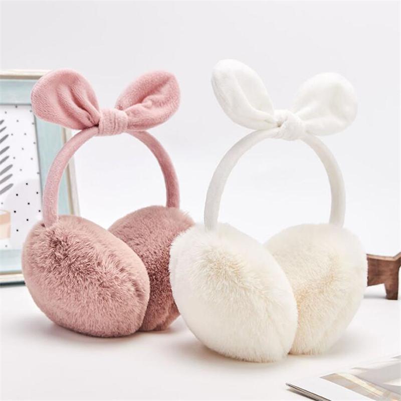 

2020 Fashion Women Girl Fur Winter Ear Warmer Earmuffs Cat Ear Muffs Earlap Bowknot Earmuffs Headband Newest, Grey