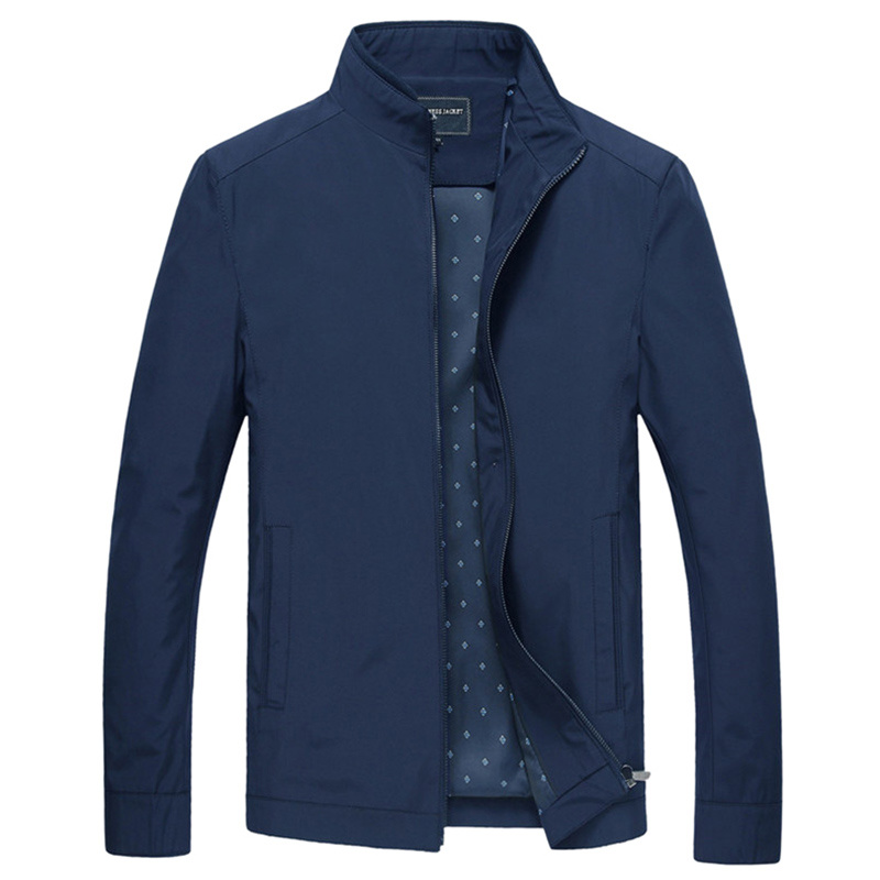 

New Arrival Mens Jacket And Coats Business Black Male Windbreaker Brand Outerwear Stand Collar Varsity Jacket Overcoat