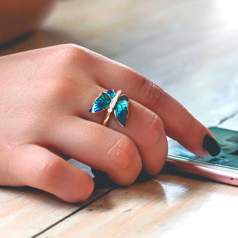 

New Design Fashion High Grade Butterfly Ring Zircon Luxury Shiny Cocktail Ring Party Creative Women Best Birthday Jewelry Gift