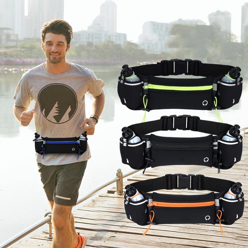 

Running Waist Bag Marathon Running Bag Men Women Outdoor Riding Fitness with Water Bottle Waterproof Phone Sport Belt Waist Bags, Orange