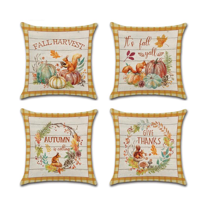 

Cushion/Decorative Pillow Cute Squirrel Cushion Case Home Decor Pillows Cases Pumpkin Wreath Sofa Linen Covers 45*45cm, Squirrel-4