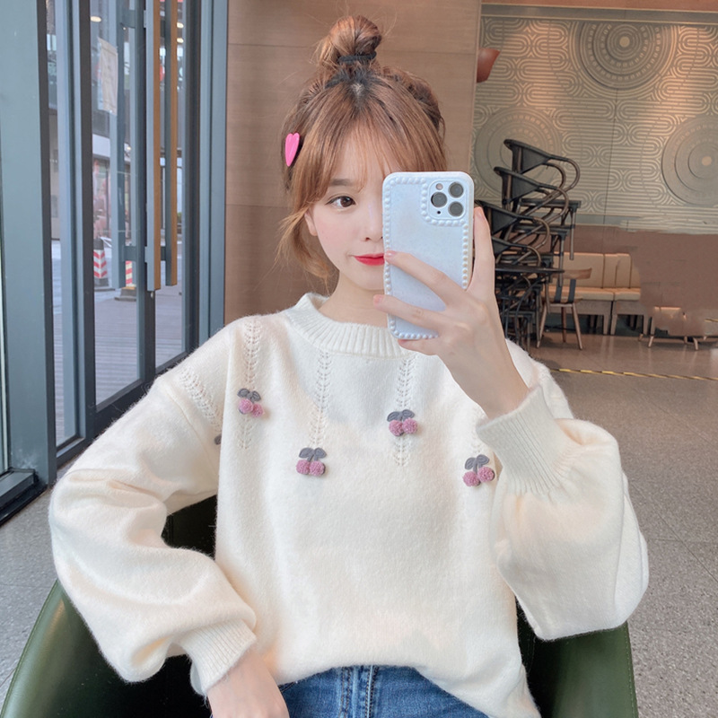 

Advanced sweater design sense female minority new 2020 Sen series sweet gentle wind autumn and winter outerwear top 9QOC, Mc-h813 white