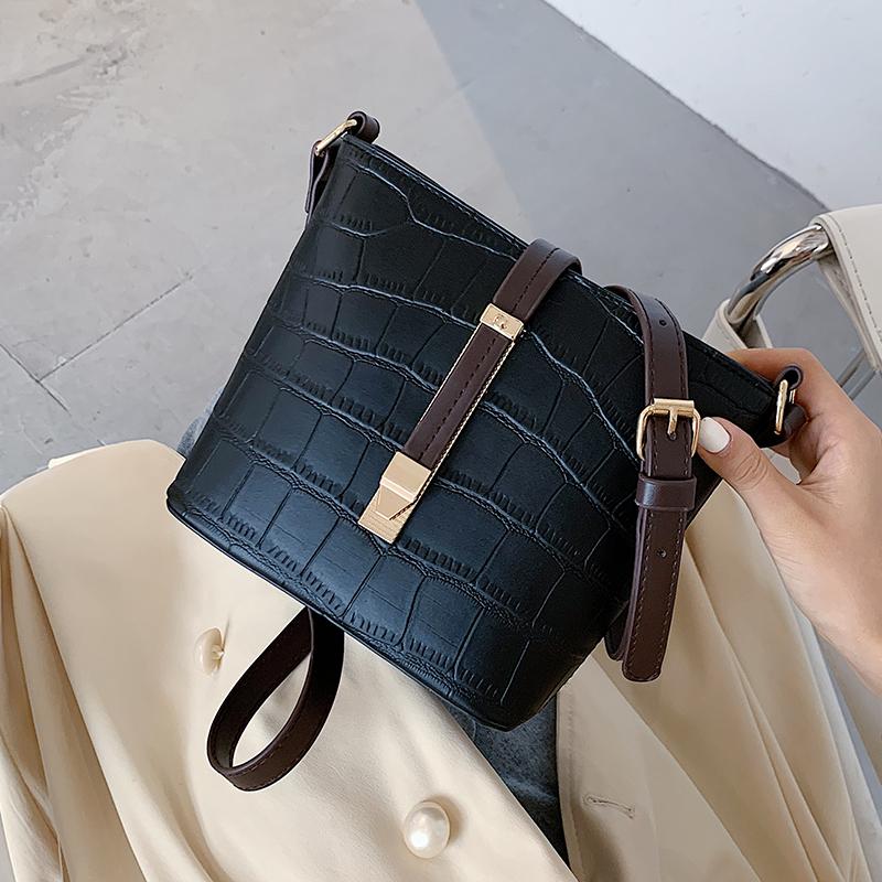 

2021 Stone Pattern Small PU Leather Crossbody Bags 2021 Trending Shoulder Handbags Female Travel Cross Body Hand Bag, Black