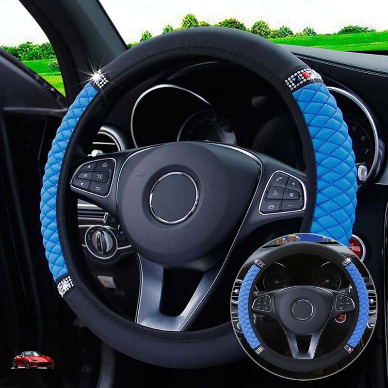 

Steering Wheel Covers Interior Cover Leather Universal 1 Pcs Anti-Slip Diamond