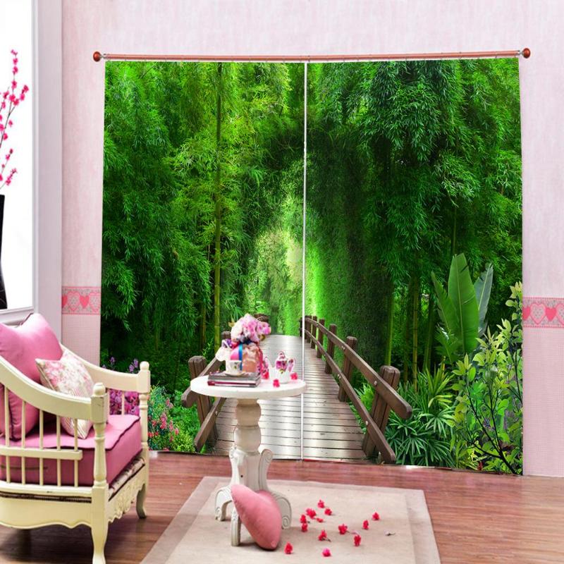 

3D Forest Windows Curtains Thin for Adults Kids Beautiful Scenery Living Room Bedroom Kitchen Curtains Drapes Custom Dropship, 01