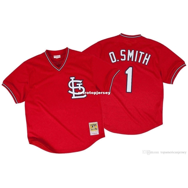 

Ozzie Smith St. Louis #1 Mitchell & Ness Retro 1996 Red BP Jersey