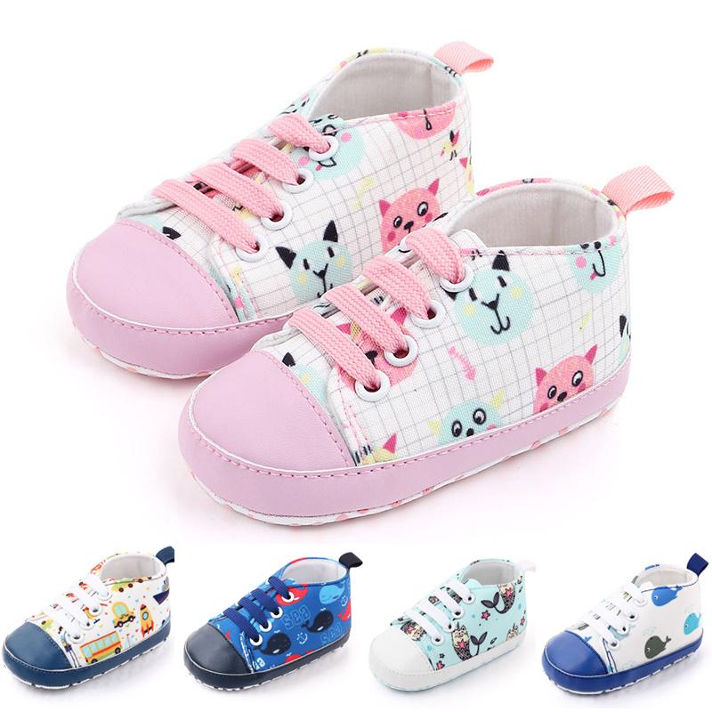

Cartoon Baby Shoes Soft Cotton Canvas Newborn Girl Boy Shoes Lattice Soft Sole Non Slip Infant Toddler First Walkers Sneakers, Sa003
