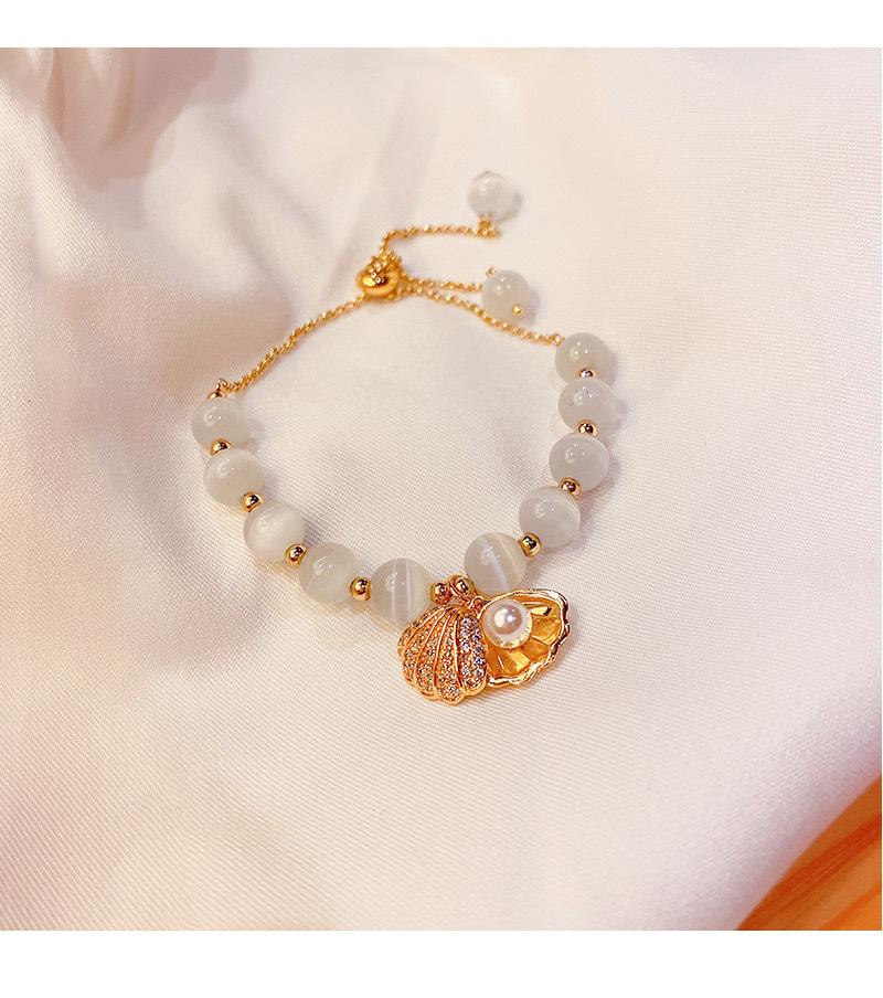 

Fashion Opal And Zircon Shell Bracelet Ins Niche Design Elegant Youtuber Cold Style