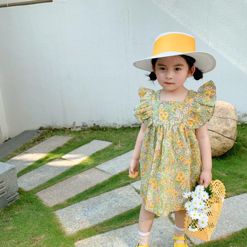 

Children's Clothing 2020 New Style Flying Sleeve Pastoral Dress Floral Girl Summer Dress L7.2, Style5