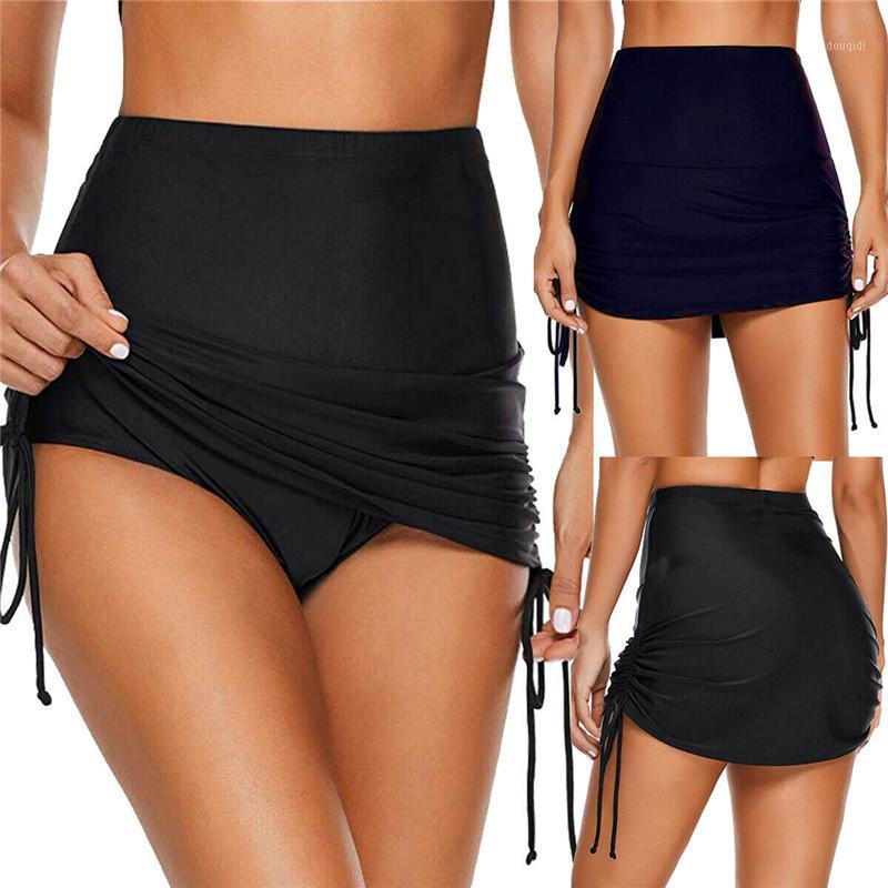 

2019 Solid New Swimming trunks Women ladies Sexy Fancy summer High waist bandage Stretch Bikini bottoms Skirts Bathing swimwear1
