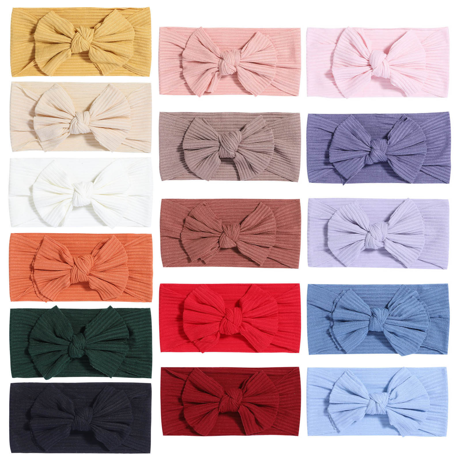 

Baby Girls Headbands Turban Knot Bow Hairband Children Hair Accessories Kids Soft Headband Hairbands Stripe Solid Colors KHA336, 16 colors
