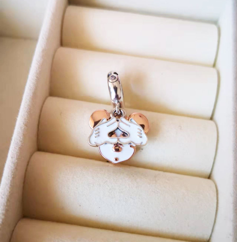

925 Sterling Silver Two-Tone Be Yourself Cartoon Dangle Charm Bead Fits European Pandora Style Beads Bracelets