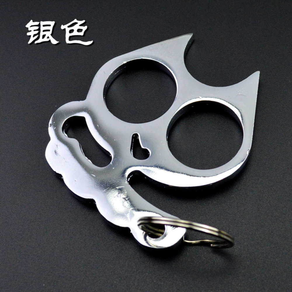 

Survival Two Finger Buckle Car Life Hammer Cartoon Cat's Eye Two Finger Tiger Self Defense Key Ring Pendant Big Eye Cat Two Ring Cu93