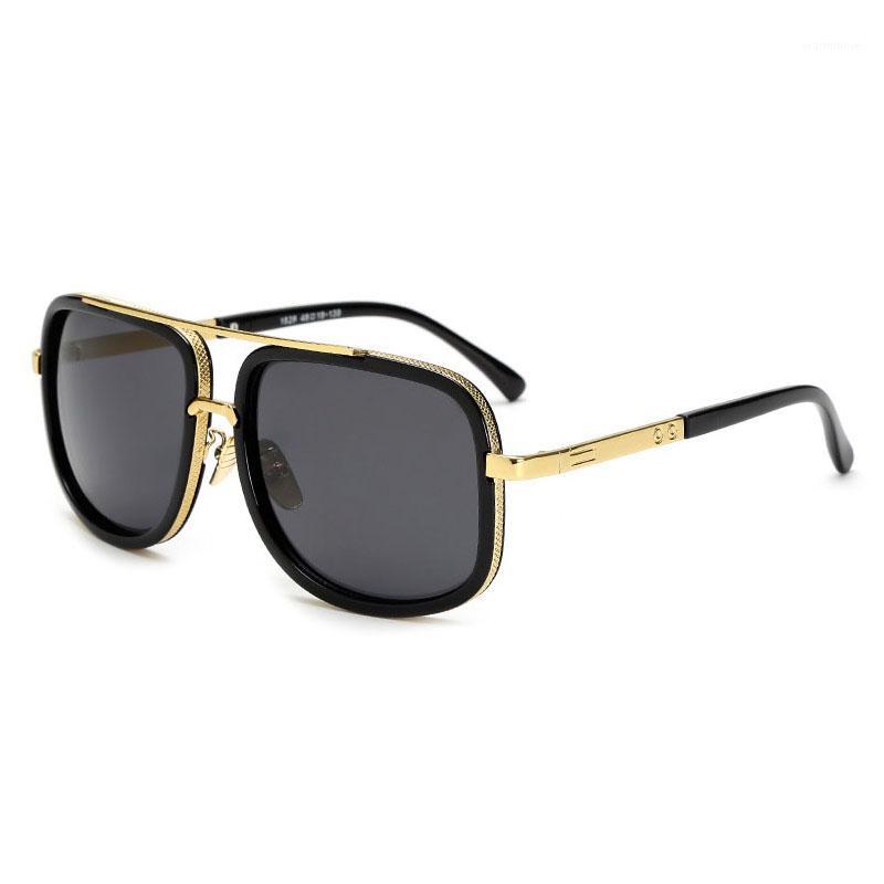 

D Square Mach One Oversized Men Sunglasses Women Brand Designer Flat Top Mirror Sun Glasses Square Gold Male Female Eyewear1