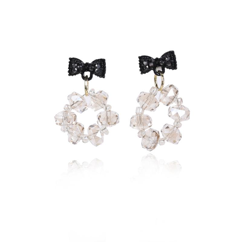 

2020 New Korean Version Fashioned Charm Round Earrings Woman Bow Inlaid Zircon Accessories Wholesale