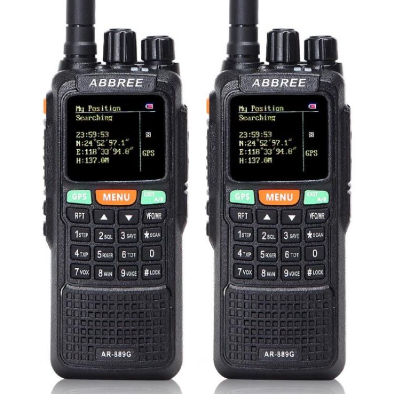 

2Pcs ABBREE AR-889G GPS 10W Powerful Cross Band Portable Walkie Talkie 3000mAh Battery 10km Two Way Radio Communicator