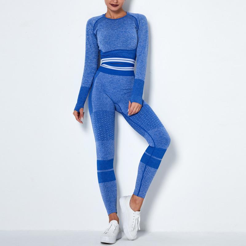 

Seamless Women Yoga Set Long Sleeve Crop Top + High Waist Leggings Female Fitness Running Gym Yoga Suit 2021 Outdoor Sportwear, Pants gray