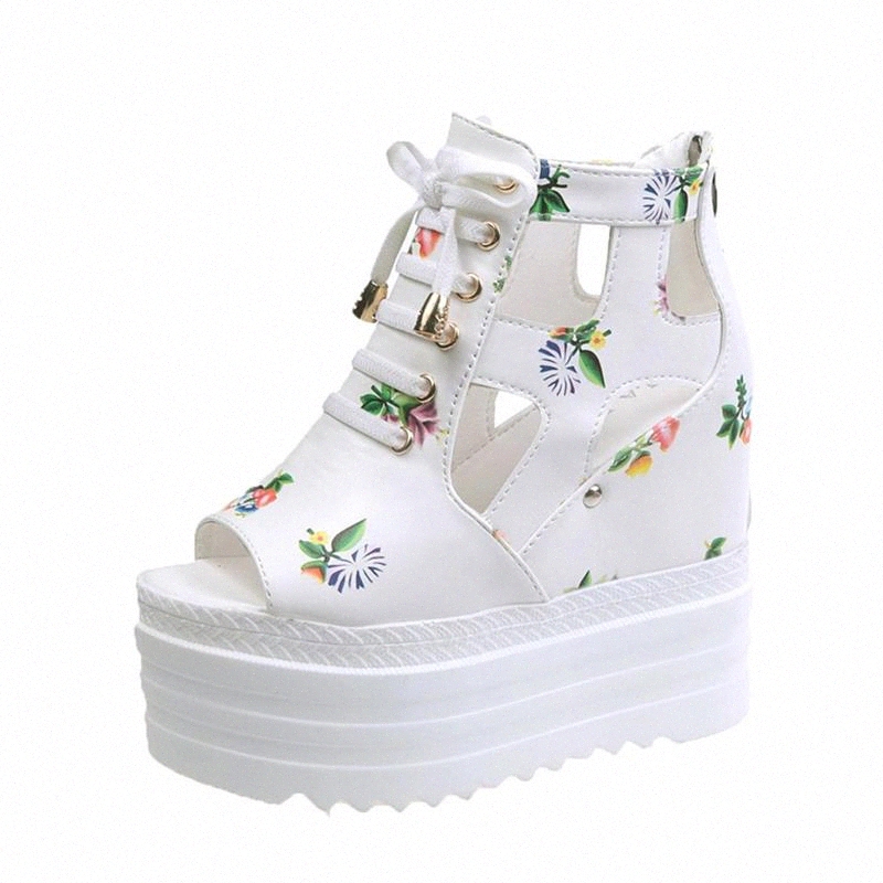 

Rimocy Chunky Platform Sandals Women Summer Super High Heels Hidden Wedge Shoes Woman Cut Out Height Increasing Sandalias 2020 #LH1U, Black