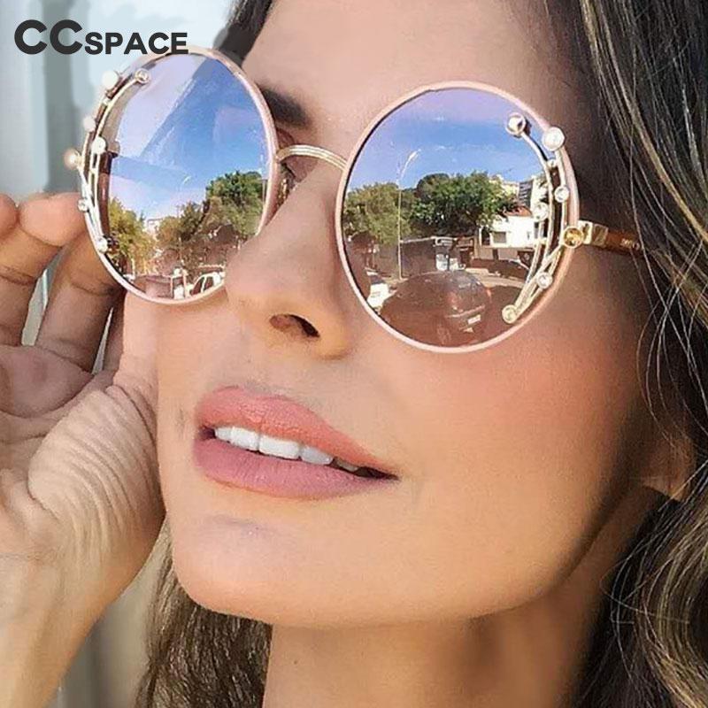 

49306 Round Diamond Luxury Sunglasses Pearl Men Women Fashion Shades UV400 Vintage Glasses